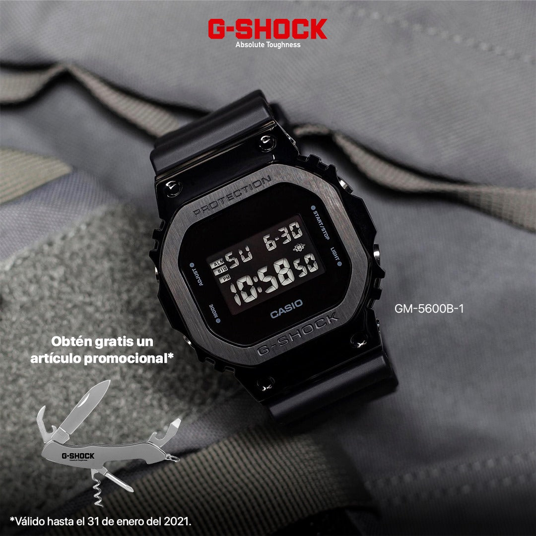 RELOJ G-SHOCK SQUARE BLACK - GM-5600 - DEPORTIVO CASUAL - NEGRO PARA HOMBRE- G-S-151