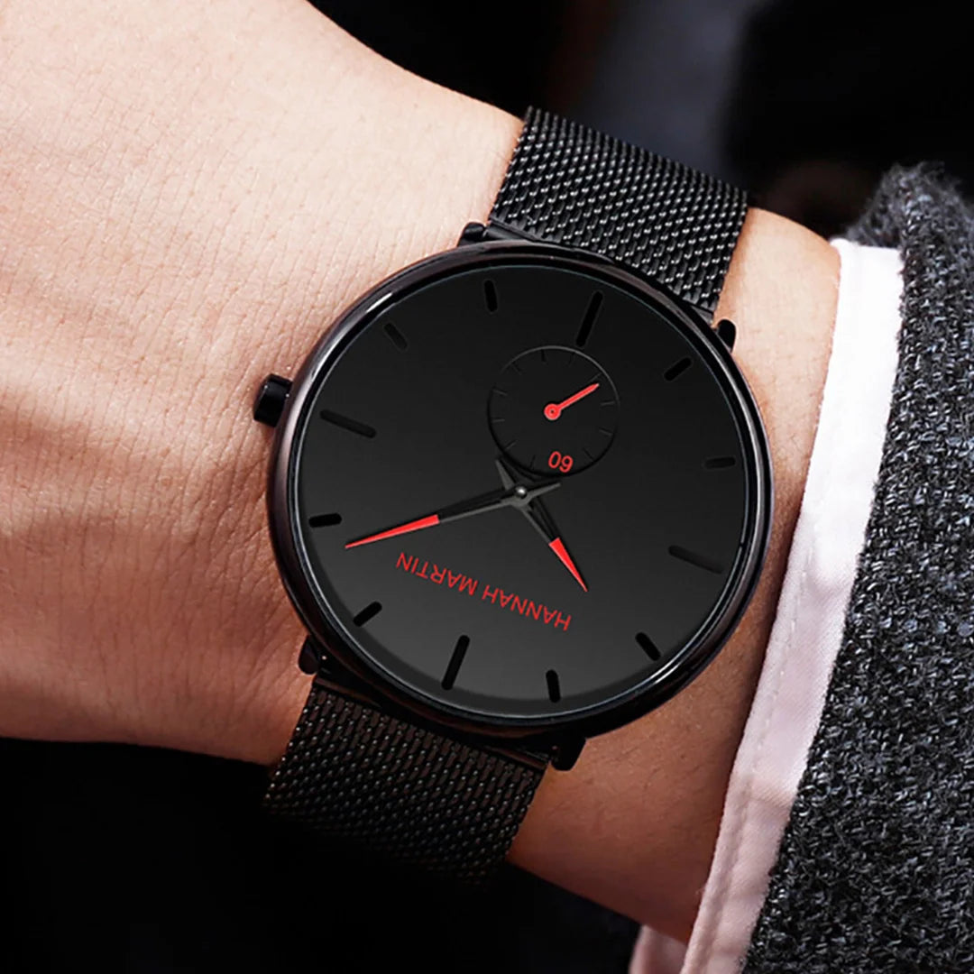 RELOJ HANNAH MARTIN ORIGINAL NEGRO ROJO | HAN-65