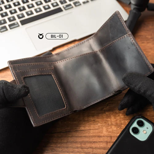 BILLETERA PARA HOMBRE CLOCK DARK BROWN | SKU: BIL-01