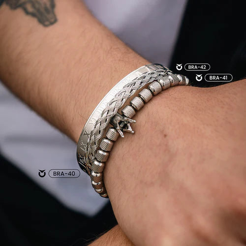 BRAZALETE PLATEADO REY | BRA-42