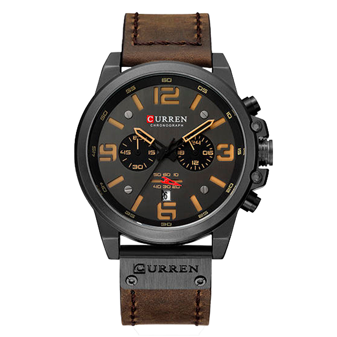 RELOJ CURREN CASUAL TERRA, NEGRO Y NARANJA | SKU: CUR-87