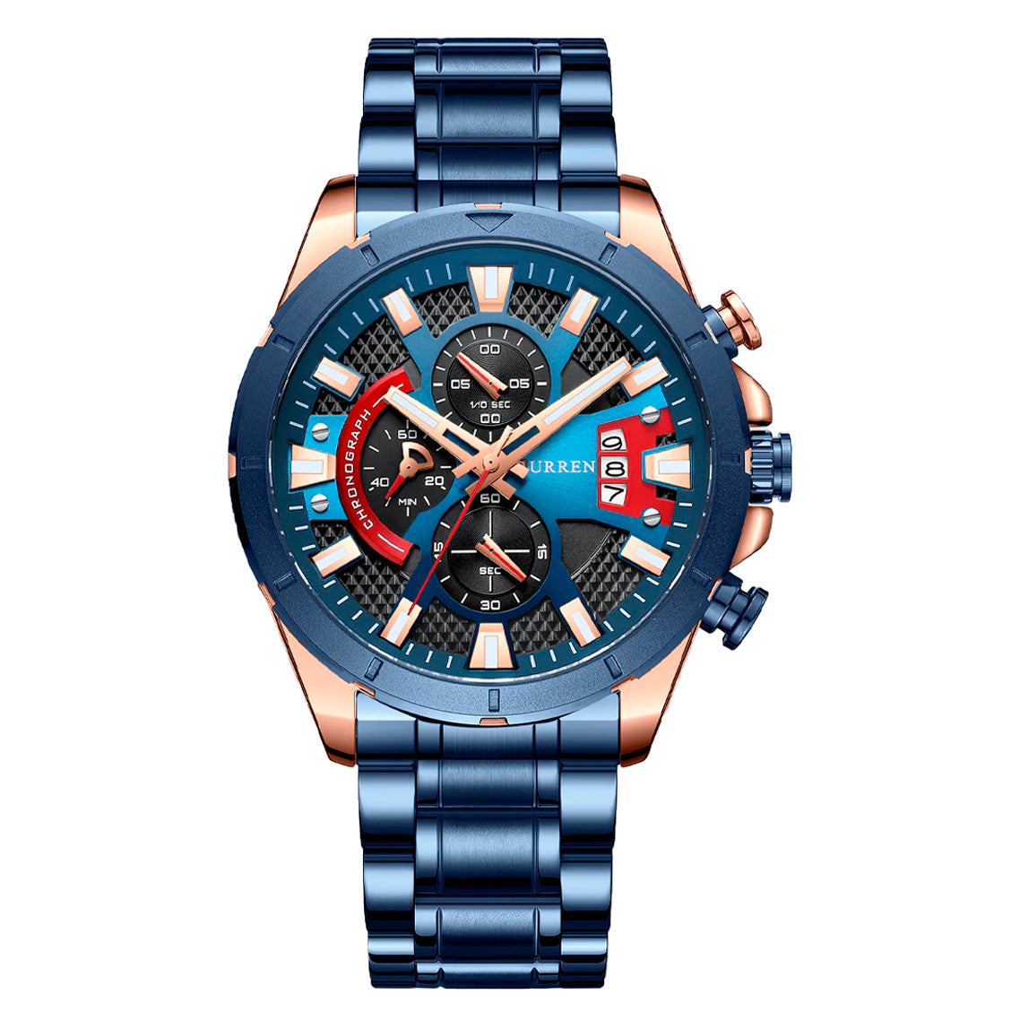 RELOJ CURREN ORIGINAL BLUE OCEAN AND RED | SKU: CUR-93