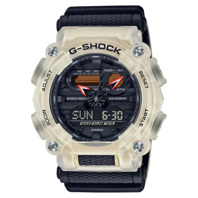 RELOJ G-SHOCK DEPORTIVO BEIGE, NEGRO CON ANARANJADO | SKU: G-S-257