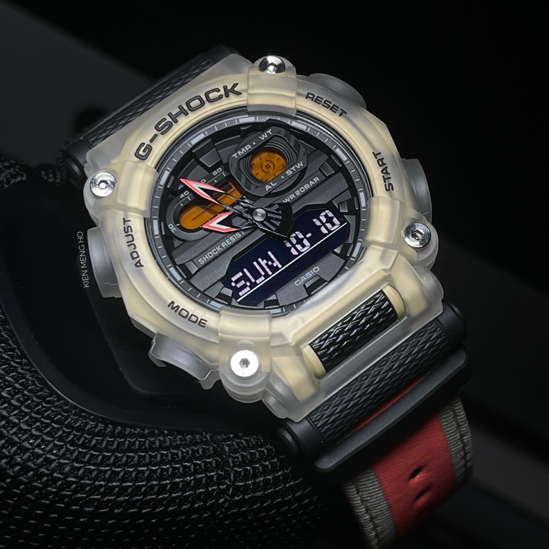 RELOJ G-SHOCK DEPORTIVO BEIGE, NEGRO CON ANARANJADO | SKU: G-S-257