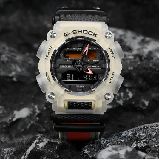 RELOJ G-SHOCK DEPORTIVO BEIGE, NEGRO CON ANARANJADO | SKU: G-S-257