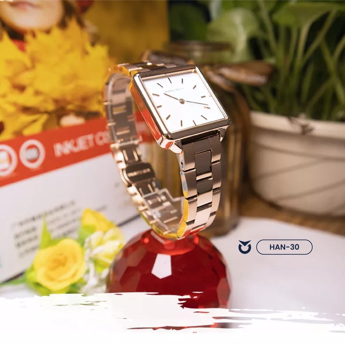RELOJ HANNAH MARTIN CUADRADO ROSA CLASSY | SKU: HAN-30