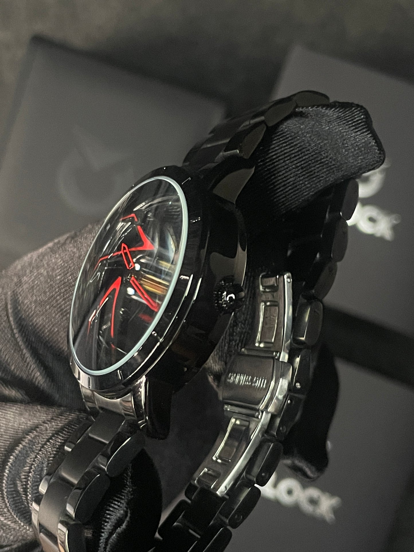 RELOJ SANDA ORIGINAL ARO GIRATORIO NEGRO Y ROJO | SKU: SAN-121