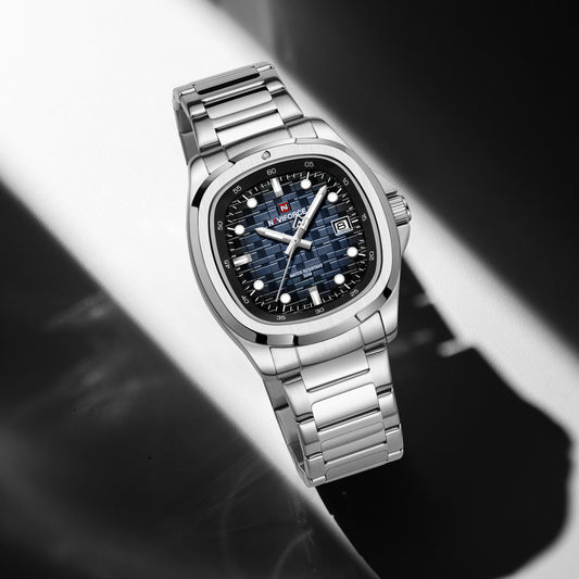 RELOJ NAVIFORCE ORIGINAL NF9242 MOVIMIENTO JAPONÉS DIAL CUADRADO PLATEADO | SKU: NAV-250