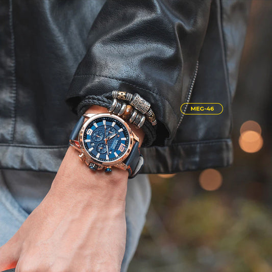 RELOJ MEGIR - LEATHER BLUE | SKU: MEG-46