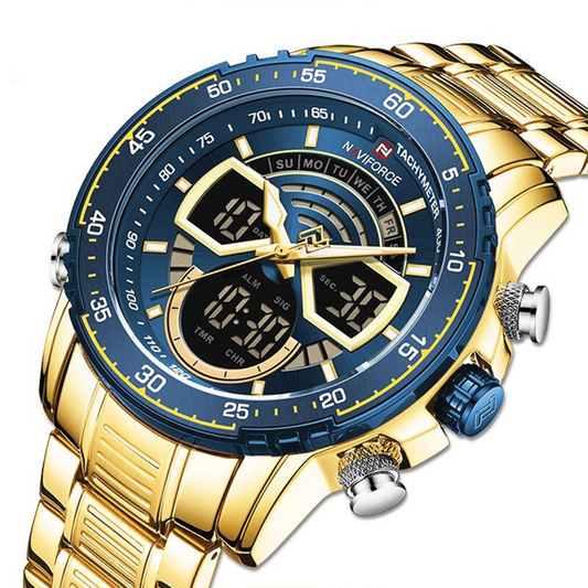 RELOJ NAVIFORCE ORIGINAL DORADO AZUL | SKU: NAV-47