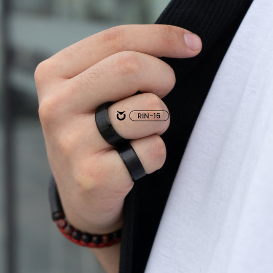 ANILLO RACE NEGRO I PLATEADO | RIN-16 I RIN-17