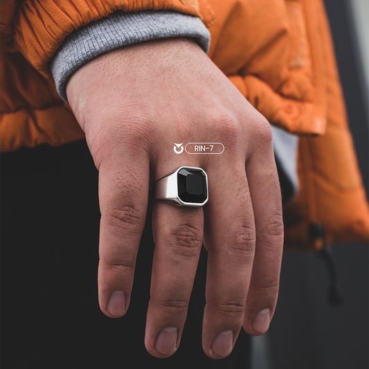 ANILLO CLASSY BLACK PLATA | RIN-07