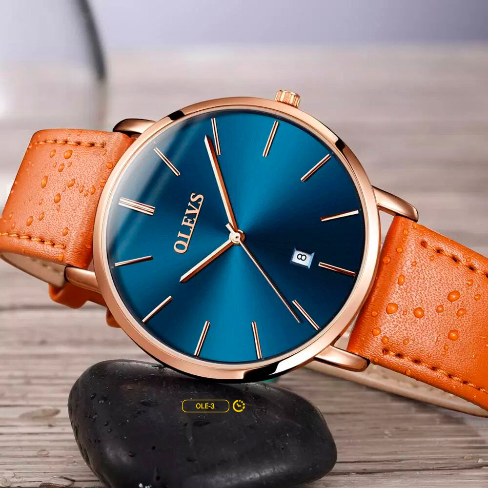RELOJ OLEVS MARRÓN AZUL CLÁSICO | SKU: OLE-3