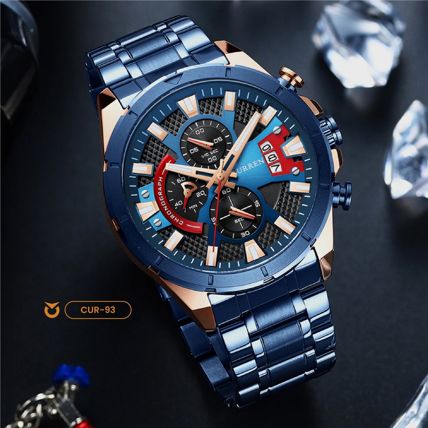 RELOJ CURREN ORIGINAL BLUE OCEAN AND RED | SKU: CUR-93