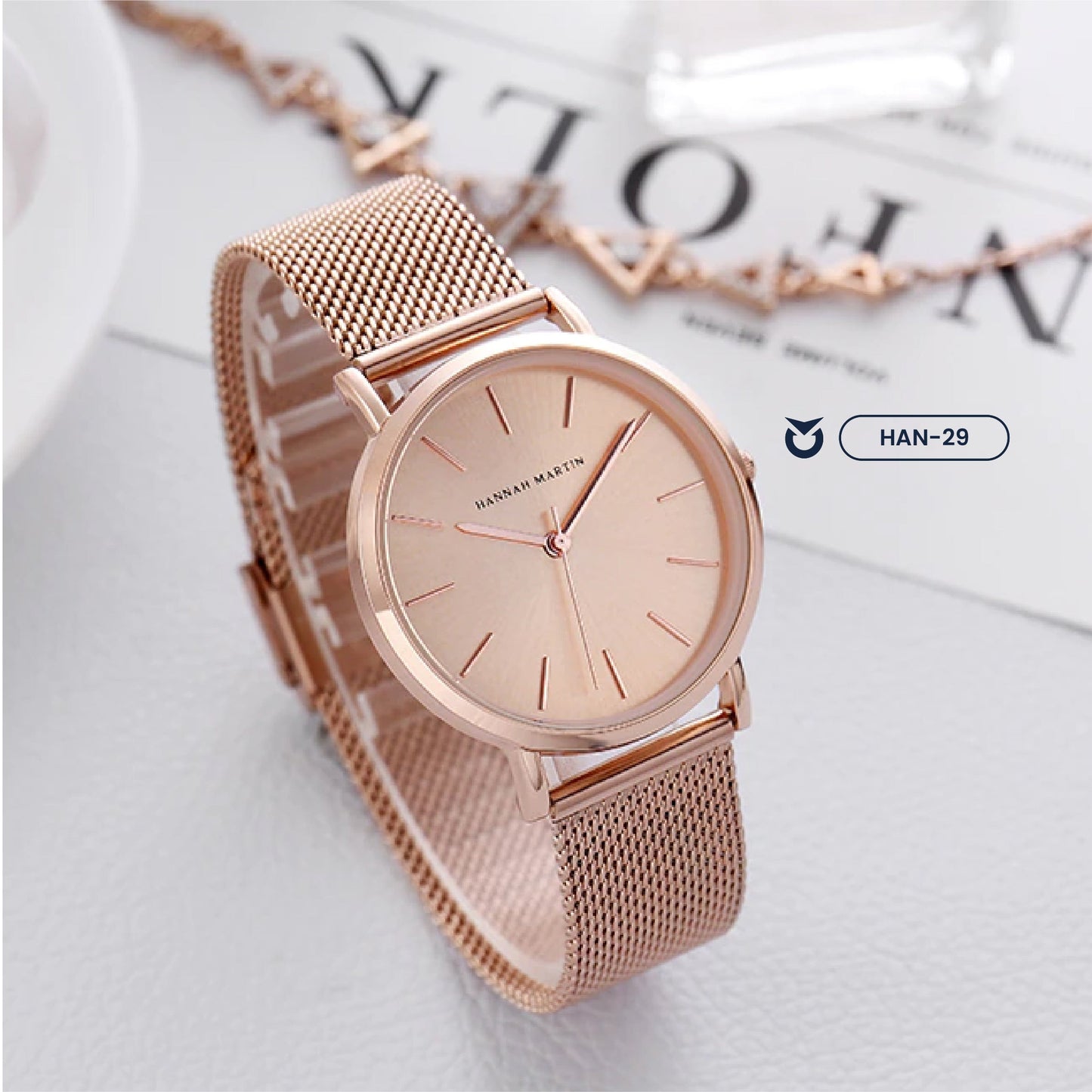 RELOJ HANNAH MARTIN MATE ROSA CLASSY | SKU: HAN-29