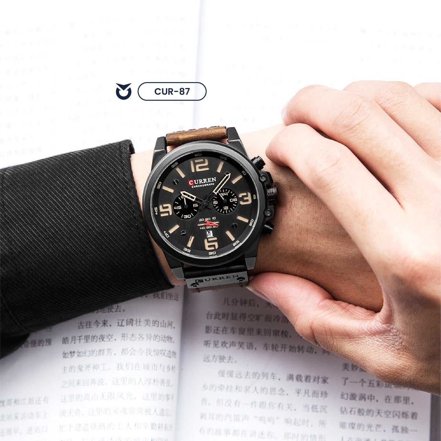 RELOJ CURREN CASUAL TERRA, NEGRO Y NARANJA | SKU: CUR-87