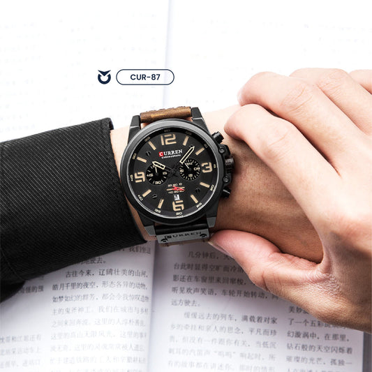 RELOJ CURREN CASUAL TERRA, NEGRO Y NARANJA | SKU: CUR-87