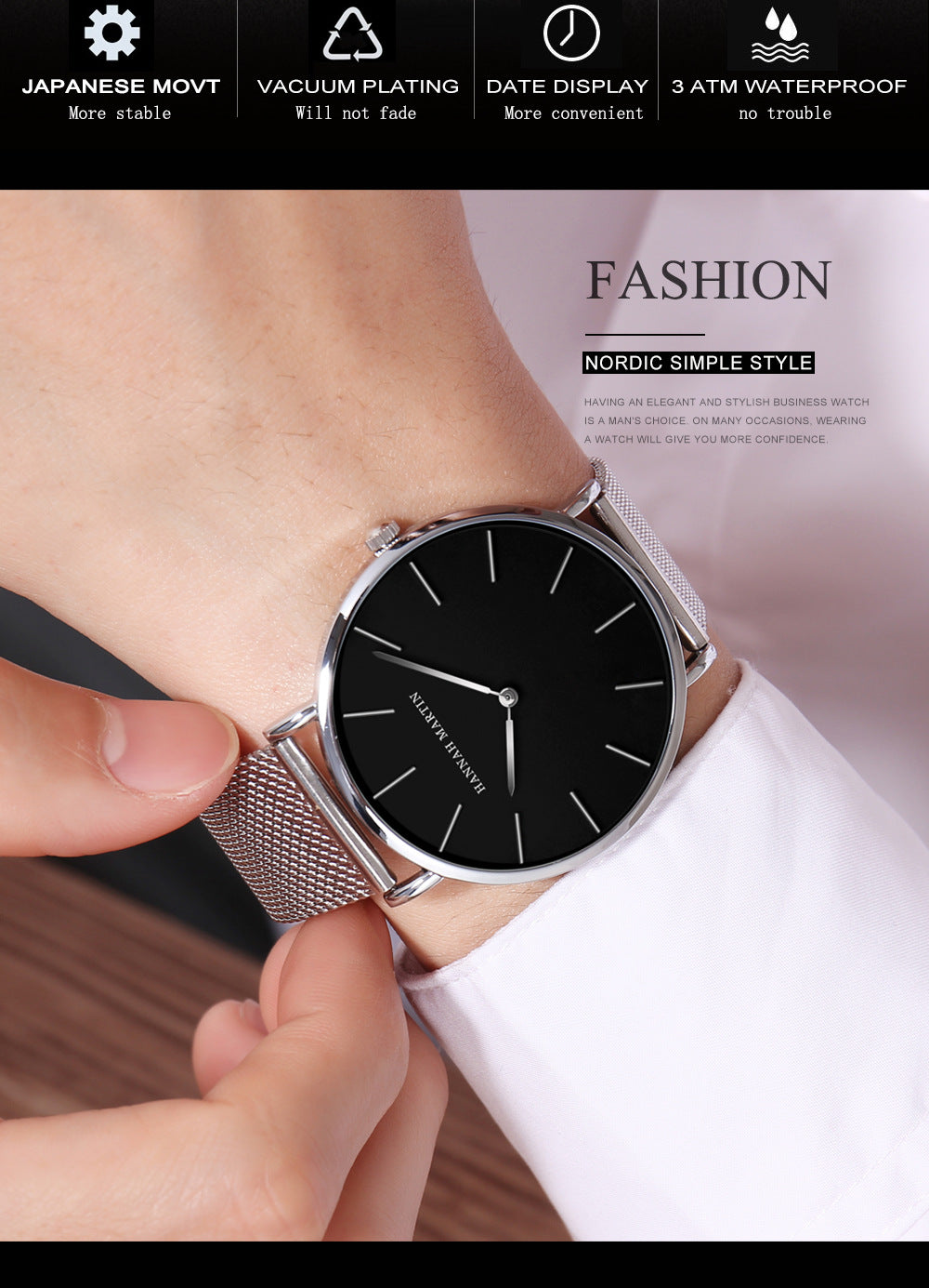 RELOJ HANNAH MARTIN ORIGINAL HM-CH02 PLATEADO | HAN-43