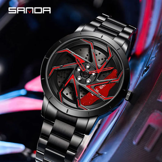 RELOJ SANDA ORIGINAL ARO GIRATORIO NEGRO Y ROJO | SKU: SAN-121