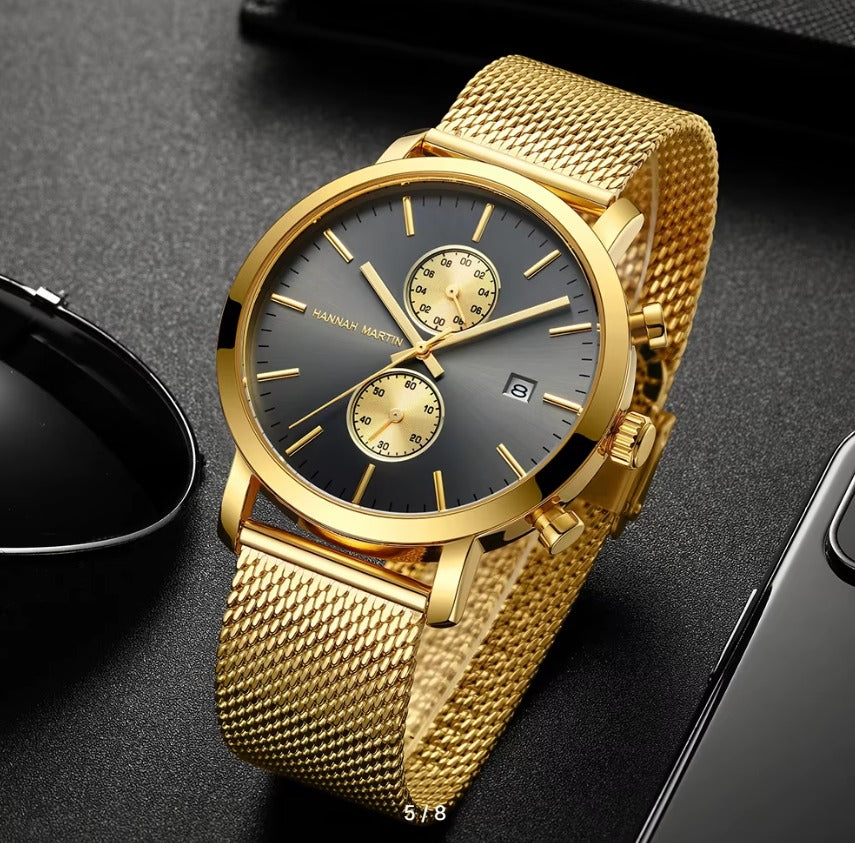 RELOJ HANNAH MARTIN - ELEGANTE AZUL, NEGRO Y DORADO | HAN-16 | HAN-67 | HAN-68 | HAN-70