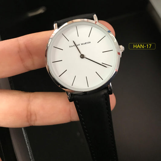 RELOJ HANNAH MARTIN ORIGINAL: "BLACK & WHITE LEATHER" | SKU: HAN-17 HAN-18