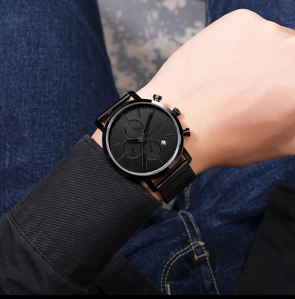 RELOJ HANNAH MARTIN ORIGINAL - ELEGANTE NEGRO Y AZUL | SKU: HAN-5 | HAN-16