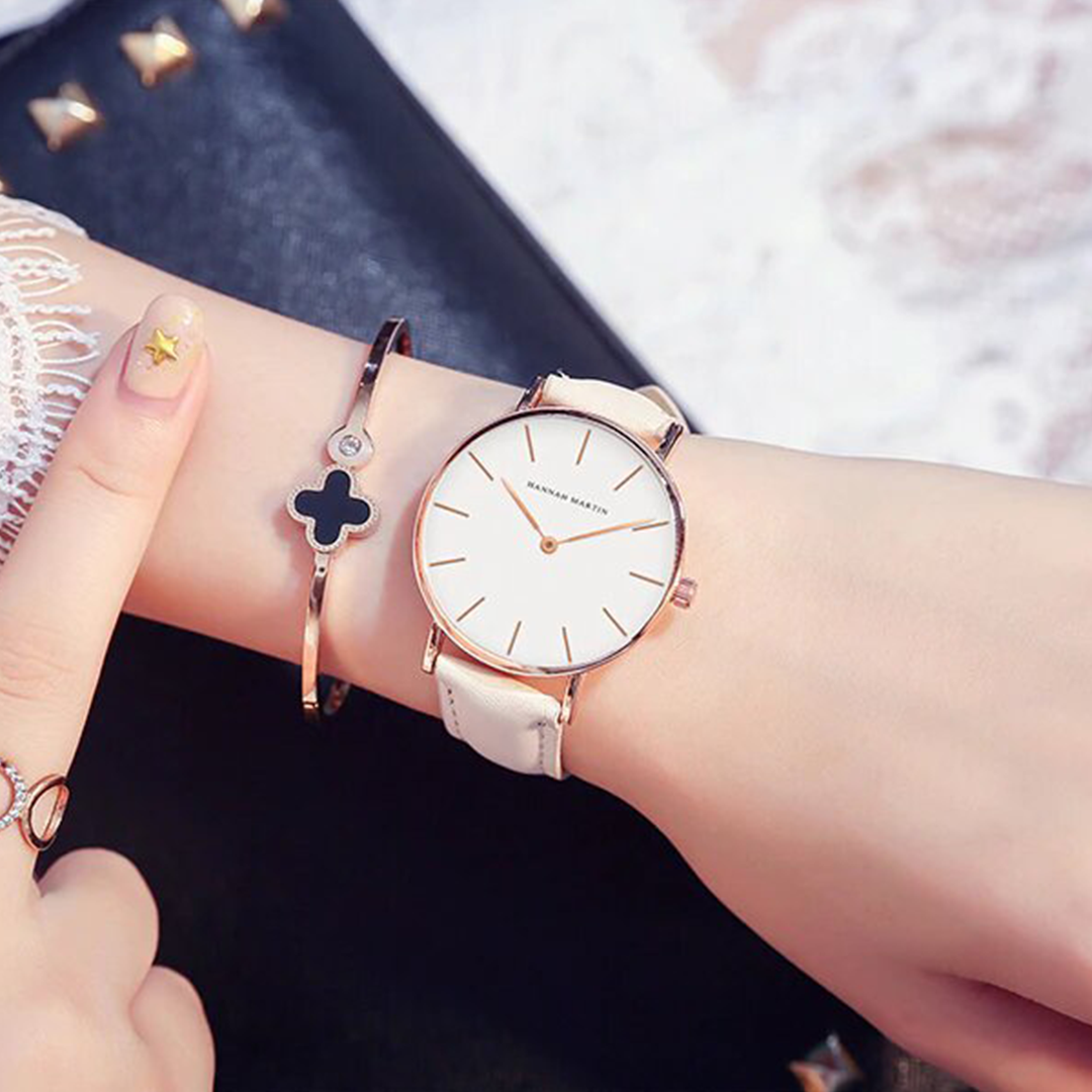 RELOJ HANNAH MARTIN ORIGINAL BLANCO DORADO ELEGANTE | SKU: HAN-18