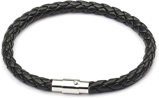 BRAZALETE ALPHA TRENZADA DE CUERO HOMBRE  |  BRA-25