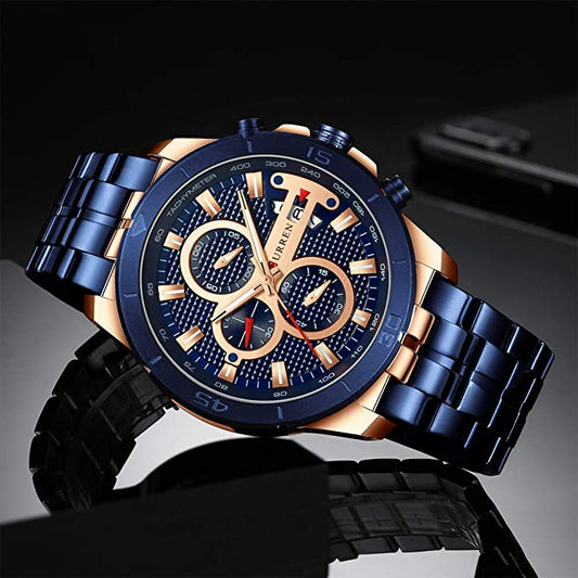 RELOJ CURREN - CUARZO ELEGANTE AZUL ORO ROSA | SKU: CUR-72