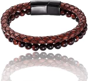 BRAZALETE OJO DE TIGRE DE CUERO MARRON| BRA-28