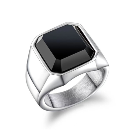 ANILLO CLASSY BLACK PLATA | RIN-07