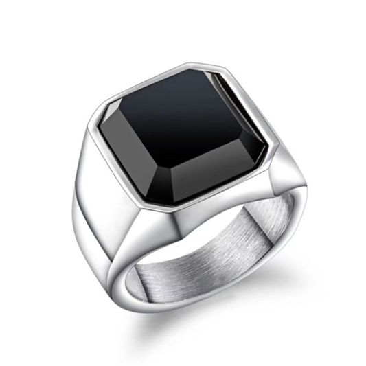 ANILLO CLASSY BLACK PLATA | RIN-07
