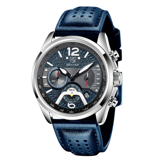 RELOJ BENYAR  ORIGINAL AZUL CUERO NEGOCIADOR | BEN-12