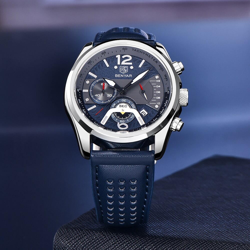 RELOJ BENYAR  ORIGINAL AZUL CUERO NEGOCIADOR | BEN-12