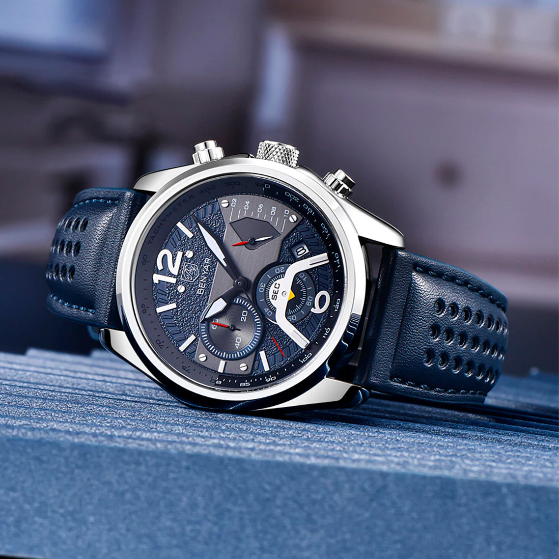RELOJ BENYAR  ORIGINAL AZUL CUERO NEGOCIADOR | BEN-12