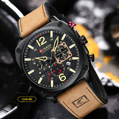 RELOJ CURREN CASUAL MARRÓN Y NEGRO | SKU: CUR-86