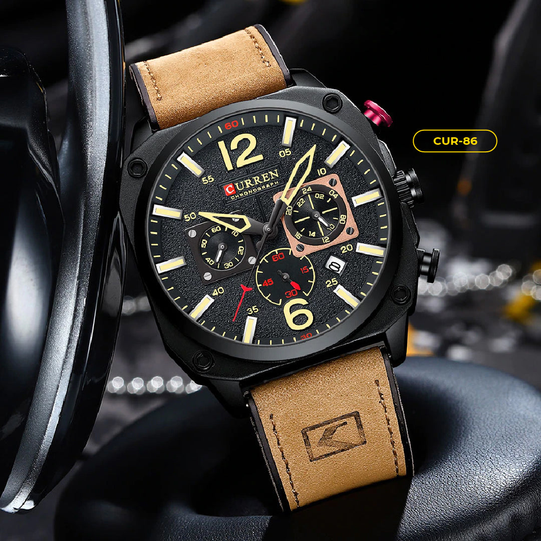 RELOJ CURREN CASUAL MARRÓN Y NEGRO | SKU: CUR-86