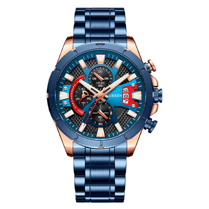 RELOJ CURREN ORIGINAL BLUE OCEAN AND RED | SKU: CUR-93