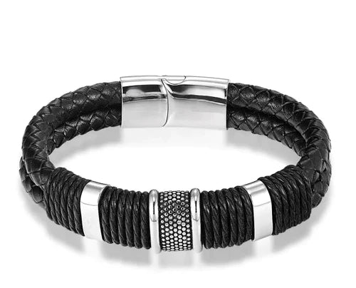 BRAZALETE DE CUERO TRENZADO ULTRA BLACK | BRA-34