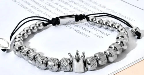 BRAZALETE PLATEADO REY | BRA-42