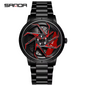 RELOJ SANDA ORIGINAL  ARO GIRATORIO NEGRO Y ROJO | SKU: SAN-121