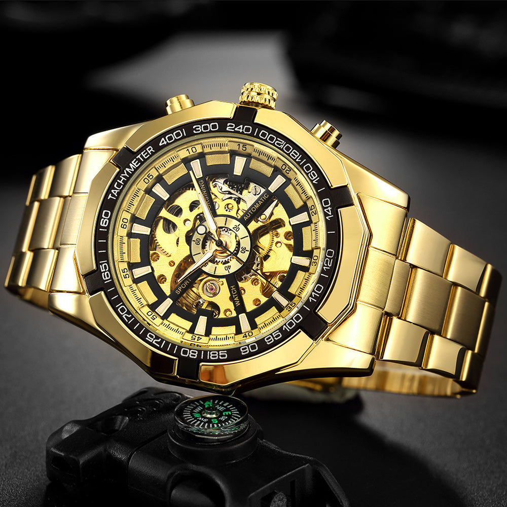 RELOJ FORSINING - AUTOḾTICO DORADO | SKU: FOR-2 - CLOCK-PERU