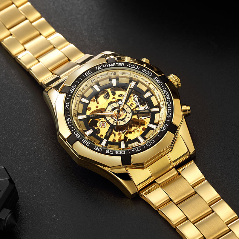 RELOJ FORSINING - AUTOḾTICO DORADO | SKU: FOR-2 - CLOCK-PERU