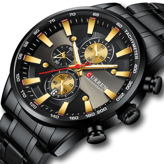 RELOJ CURREN - ACERO ELEGANTE NEGRO ORO | SKU: CUR-64