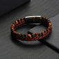 BRAZALETE OJO DE TIGRE DE CUERO MARRON| BRA-28