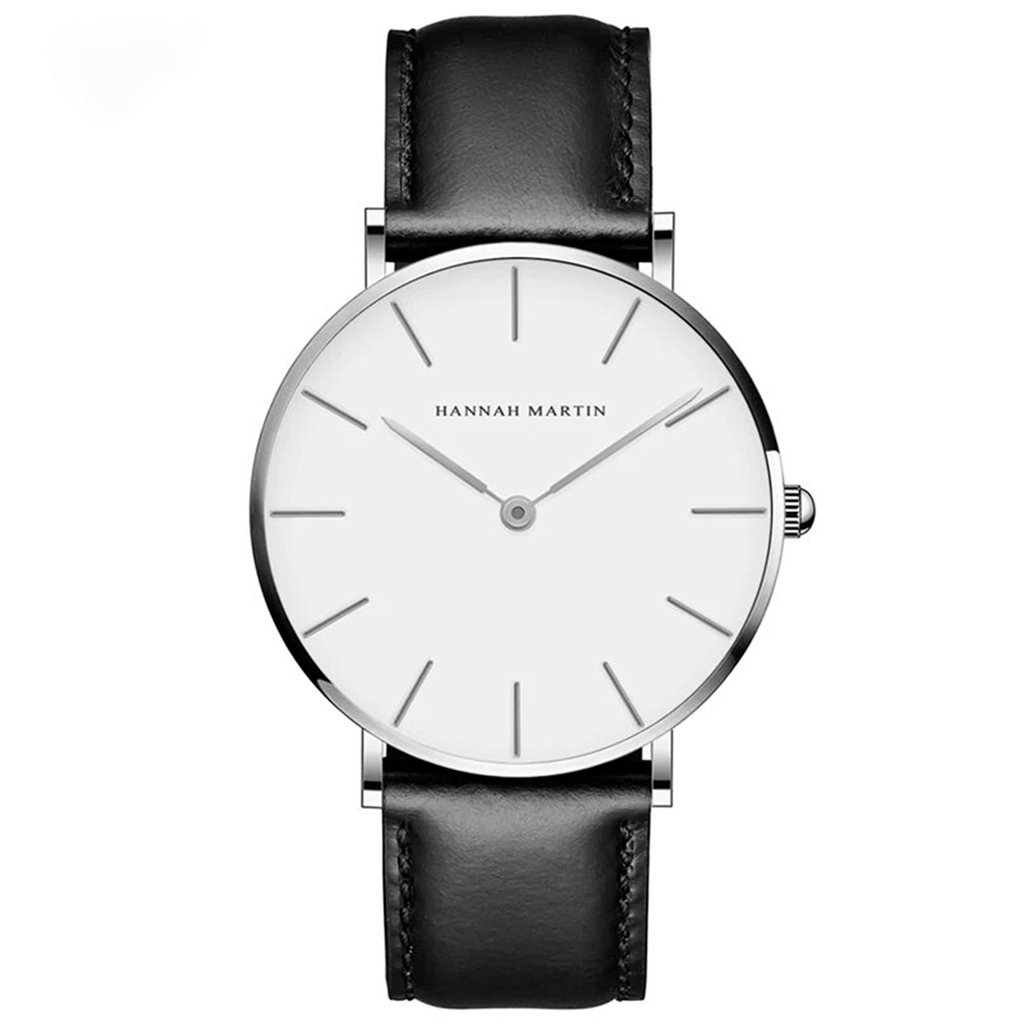 RELOJ HANNAH MARTIN ORIGINAL: "BLACK & WHITE LEATHER" | SKU: HAN-17 HAN-18