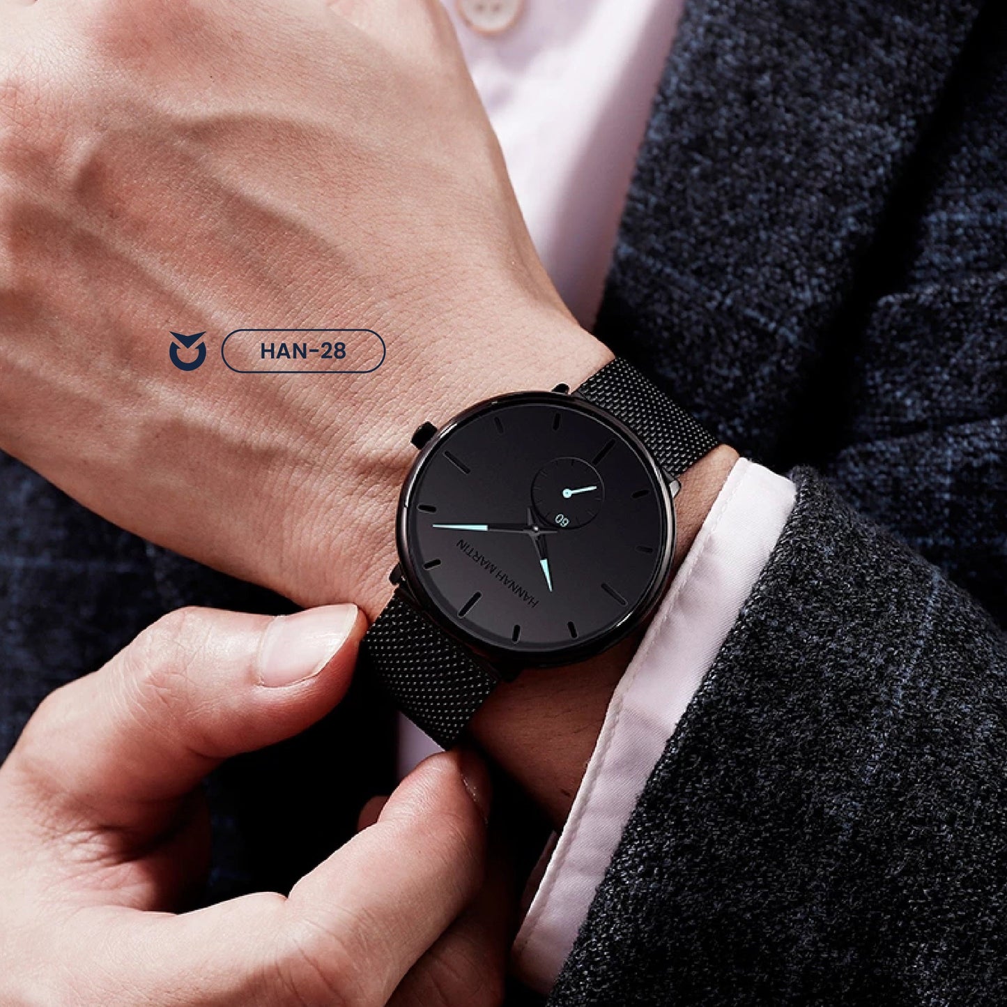 RELOJ PARA PAREJA: "BLACK & PINK CLASSIC" | SKU: HAN-28/29