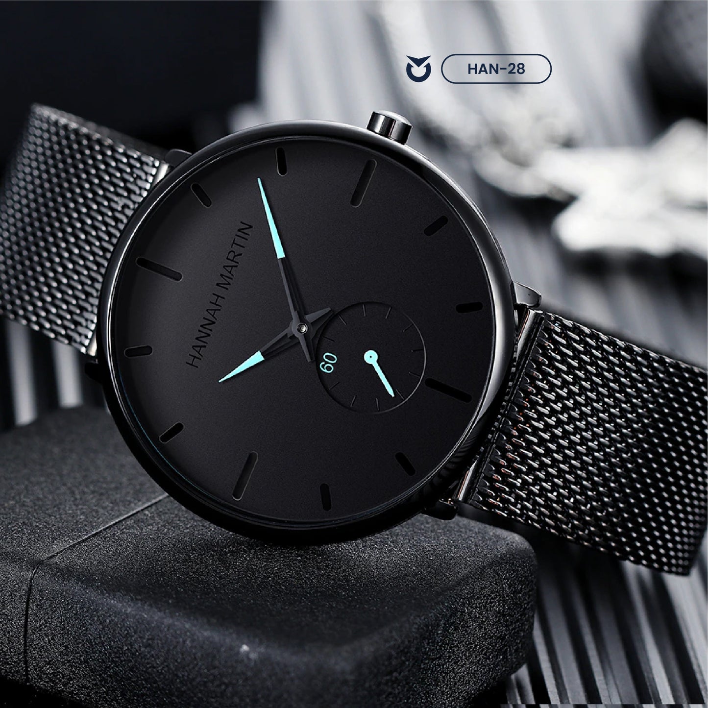 RELOJ HANNAH MARTIN ELEGANTE NEGRO MATE | SKU: HAN-27 HAN-28
