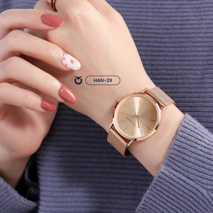 RELOJ PARA PAREJA: "BLACK & PINK CLASSIC" | SKU: HAN-28/29