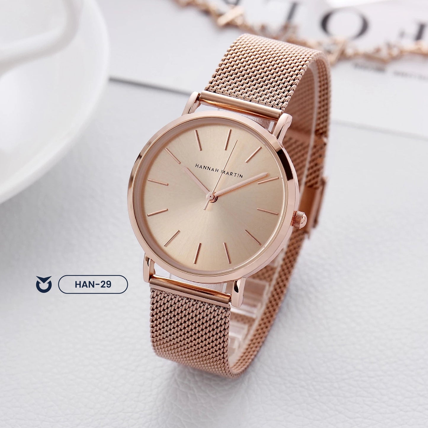 RELOJ PARA PAREJA: "BLACK & PINK CLASSIC" | SKU: HAN-28/29